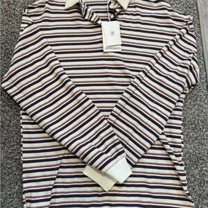 Peppermayo Men's Casual Striped Shirt - Cream, Red, and Blue